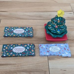 American Girl Bitty Baby Stackable Christmas Tree Toy and Christmas Crayons